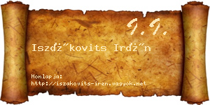 Iszákovits Irén névjegykártya